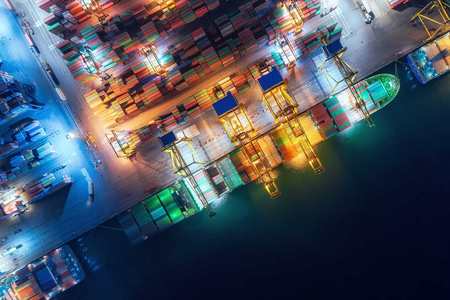Container port at night