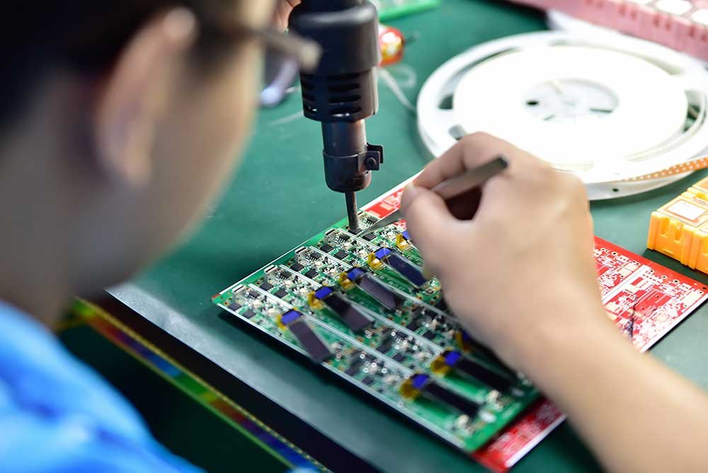 Employee working on circuit design